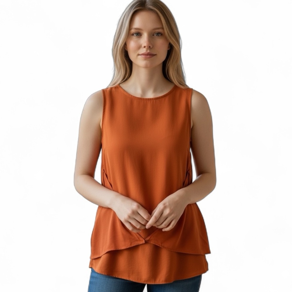 THEORY SLEEVELESS BURNT ORANGE SIENNA TANK BLOUSE TOP M